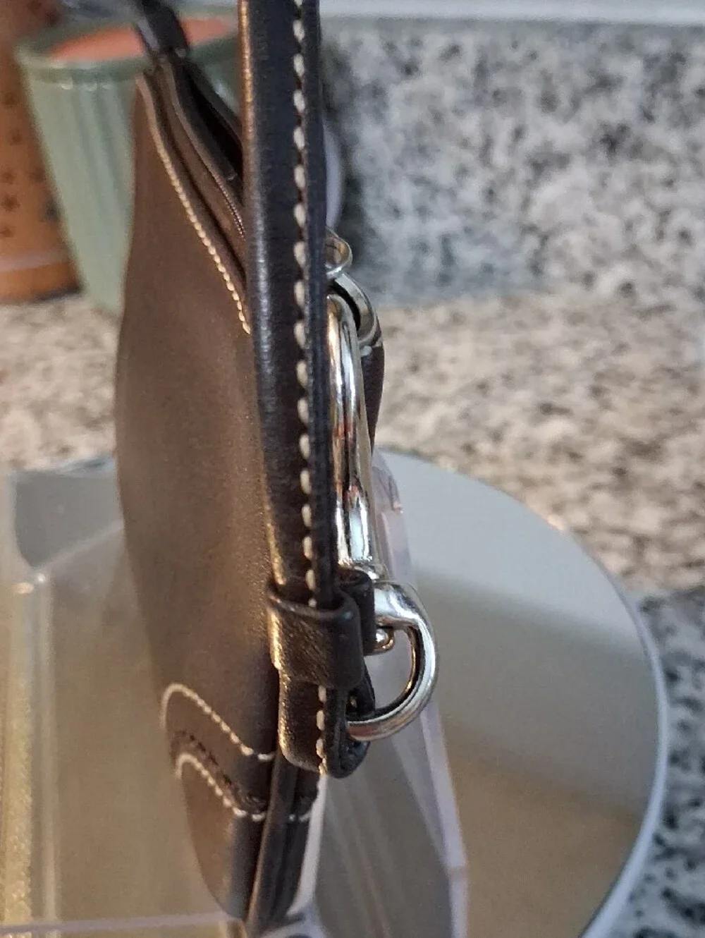 Coach Dark Brown Leather Wristlet Clutch - Picture 3 of 6